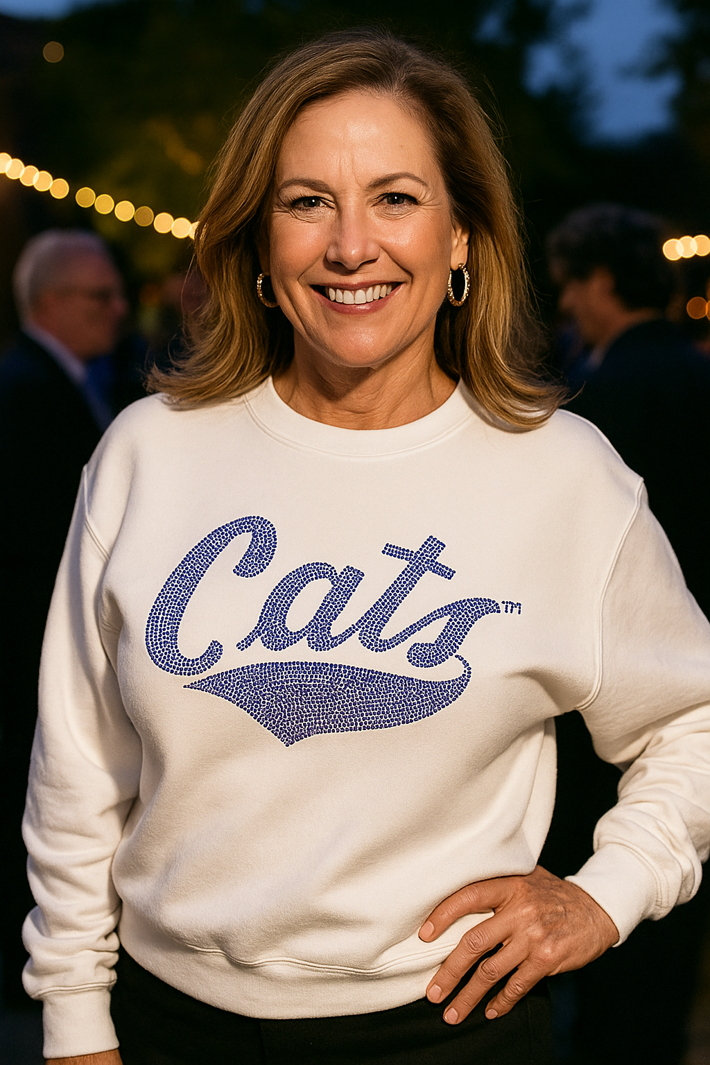 Licensed Game Day Sweatshirt, White, Montana State Cats Rhinestone Script