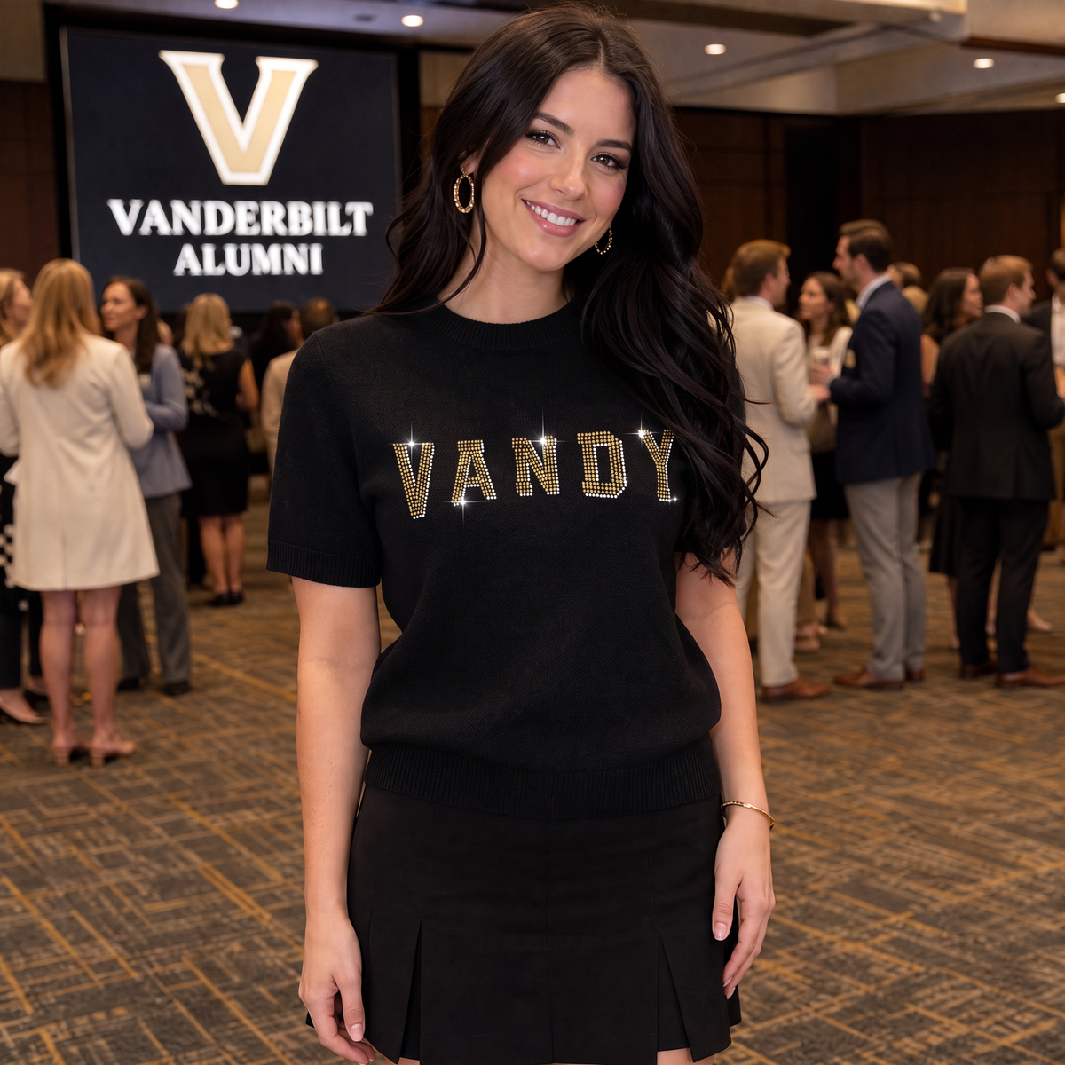 Vanderbilt University Vandy Black Short Sleeve Sweater