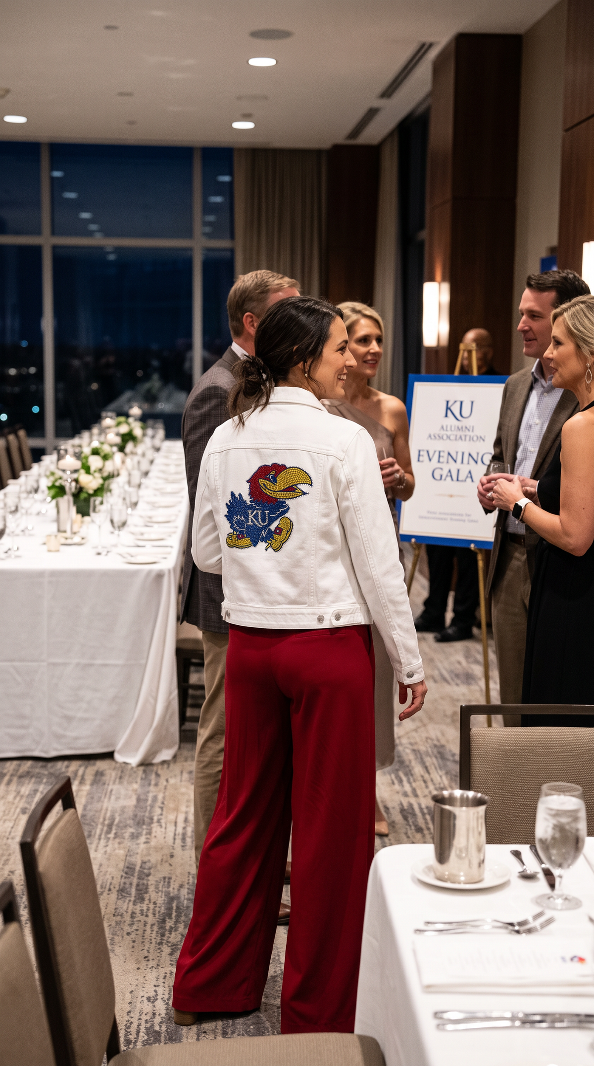 University of Kansas Jayhawk White Denim Jacket