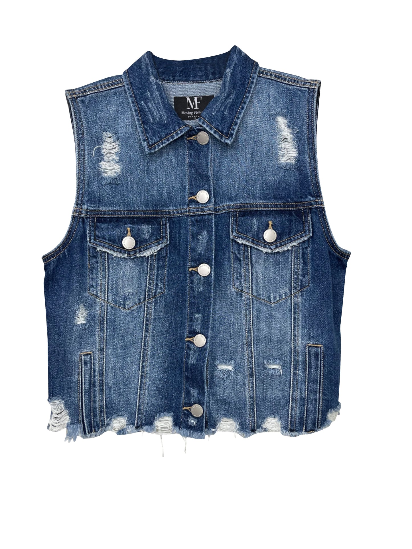 Vest, Denim, Black Faded Skull
