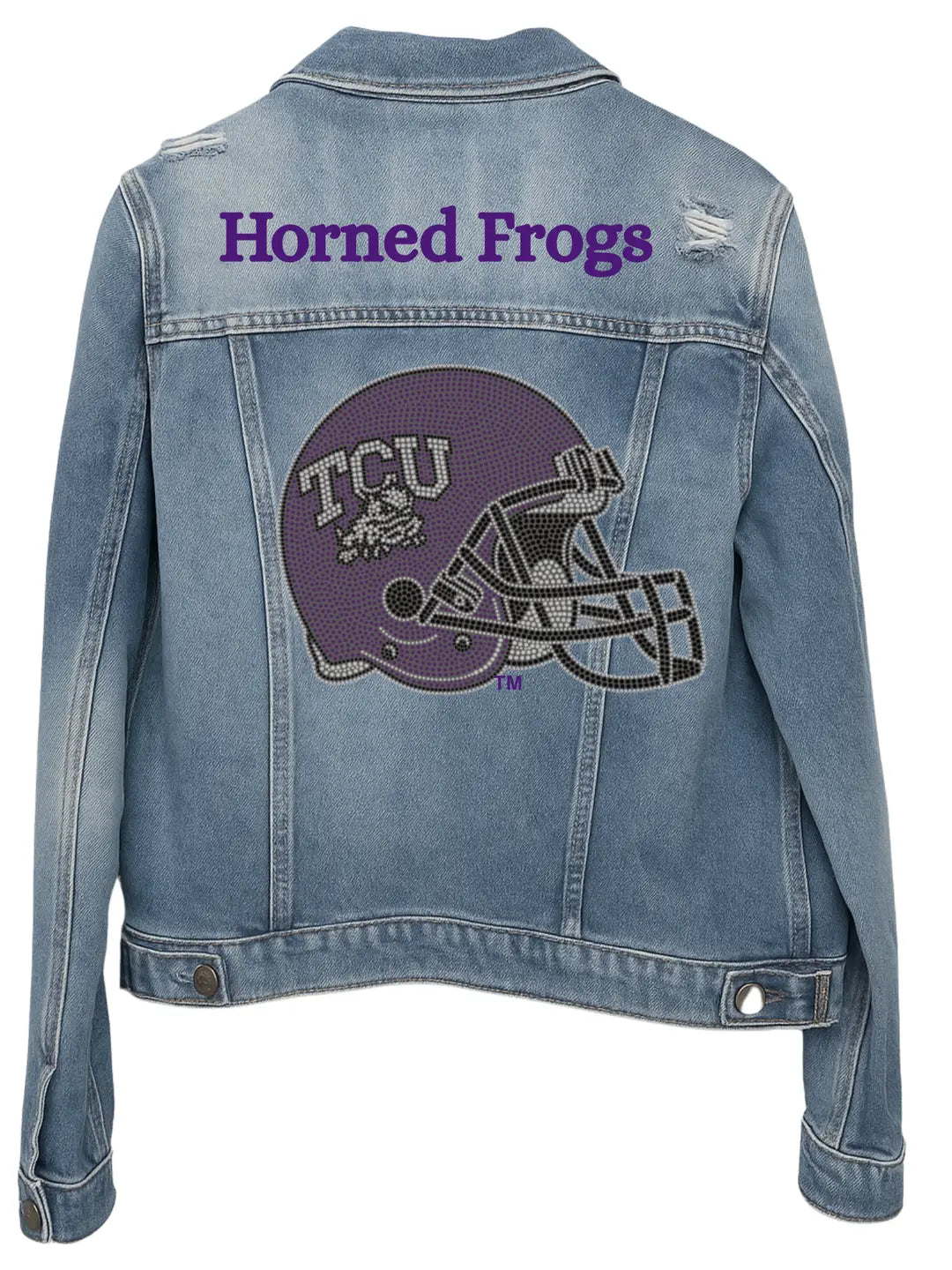 Licensed Game Day Jacket, Denim, TCU Horned Frogs Helmet