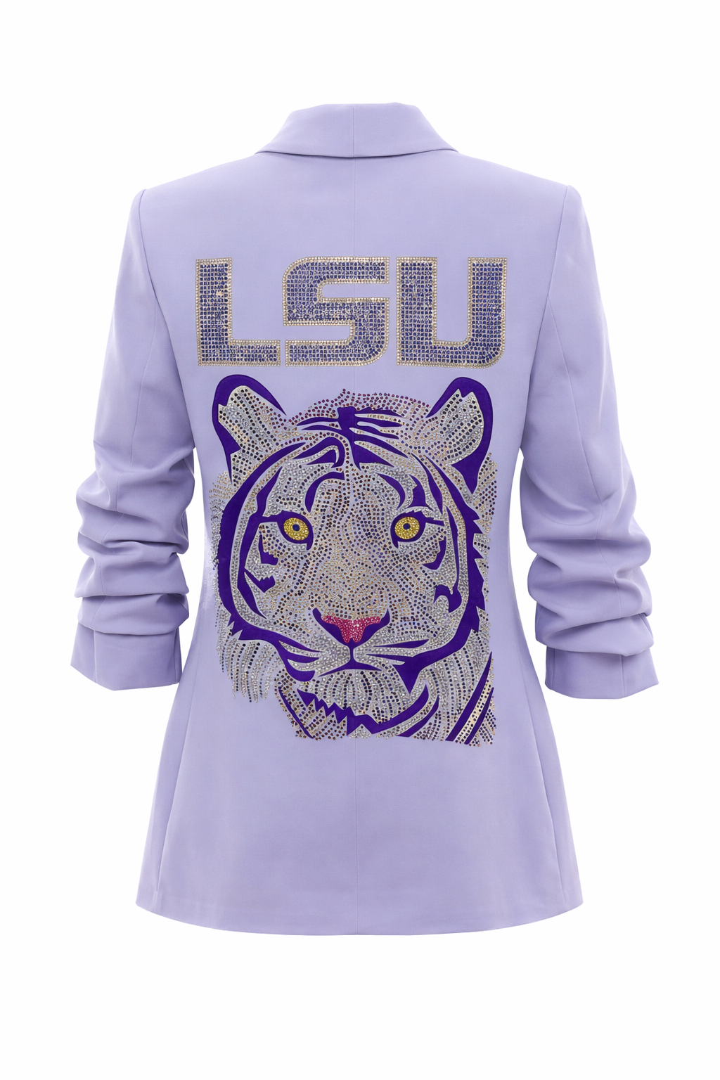 LSU Purple Tiger Ruched Sleeve Lavender Blazer