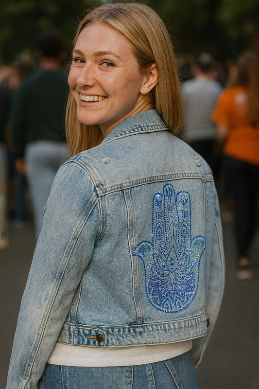 Denim Jacket w/ Blue Hamsa