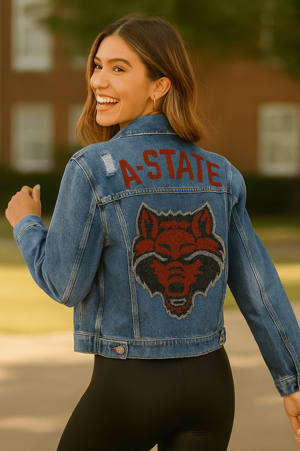 Arkansas State A- State Wolf Blue Denim Jacket