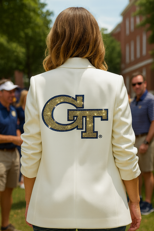 Licensed Game Day Blazer, Ruched White, Georgia Tech GT
