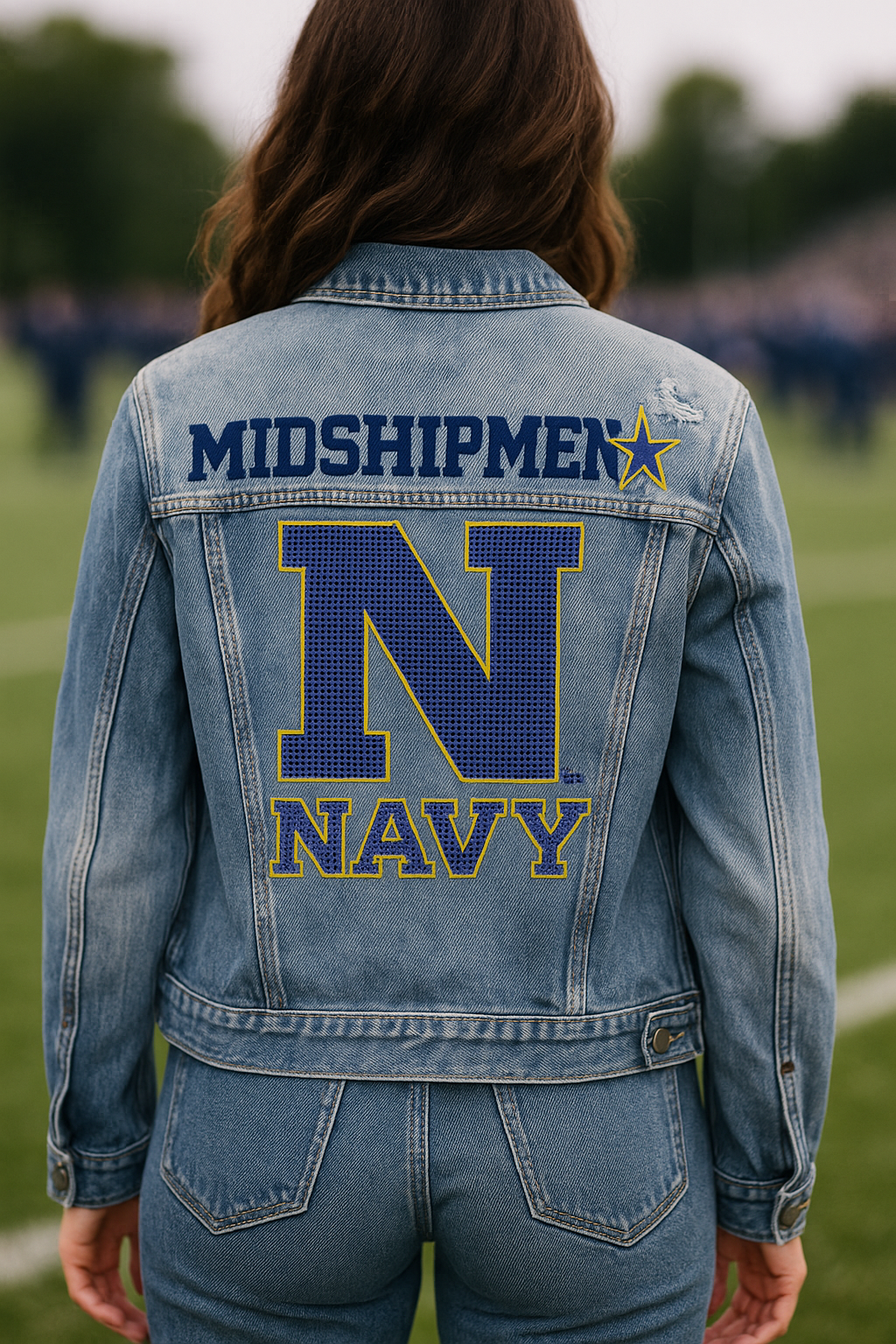 Licensed Game Day Jacket, Blue Denim, Naval Academy Midshipmen Navy N