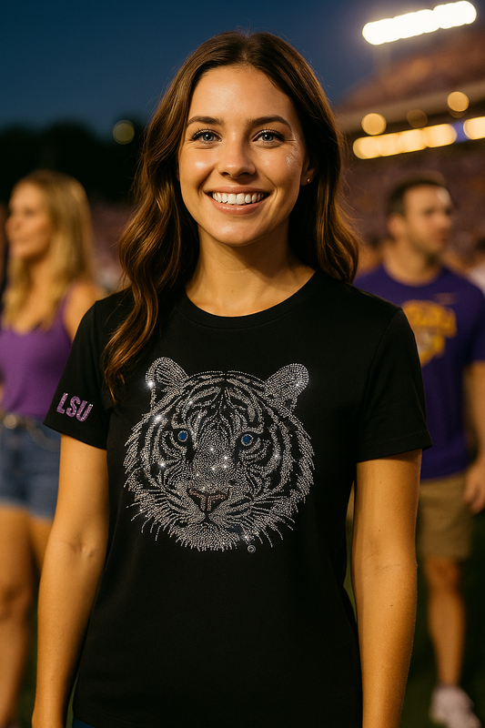 Game Day T-Shirt, Black, LSU Silver Tiger Face