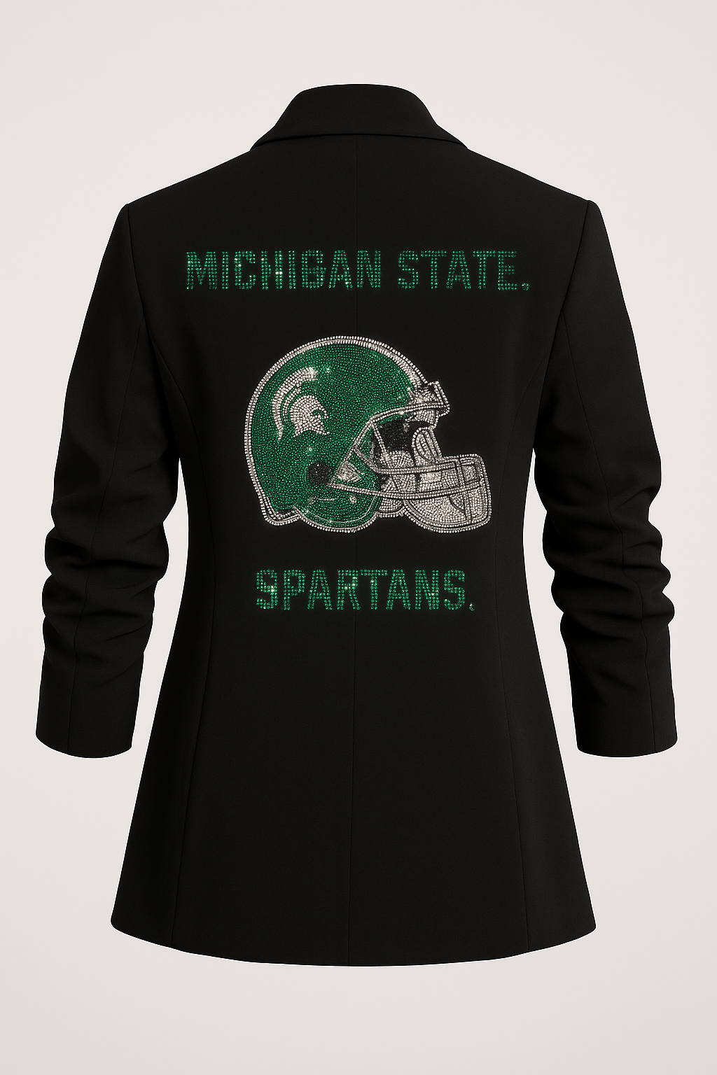 Licensed Game Day Blazer, Black Ruched, Michigan State Spartans & Football Helmet