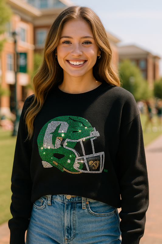 Licensed Game Day Sweater, Black, Univ of N Carolina Charlotte Helmet