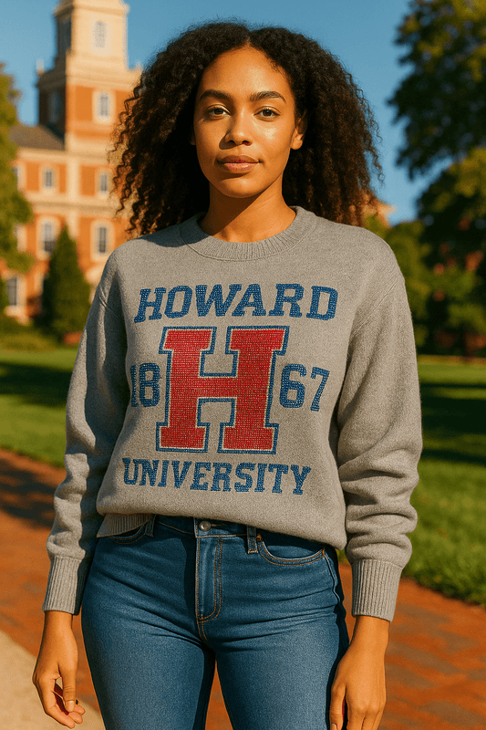 Licensed Game Day Sweater, Crewneck Gray, Howard University H 1867