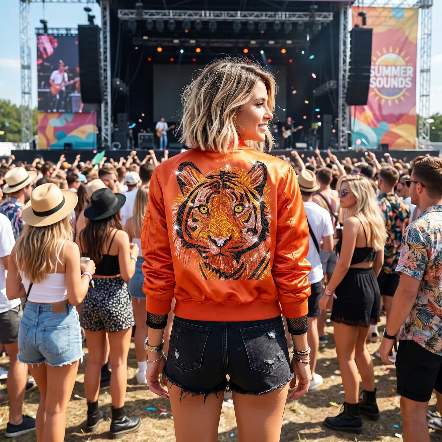 Crystal Tiger Face Orange Bomber