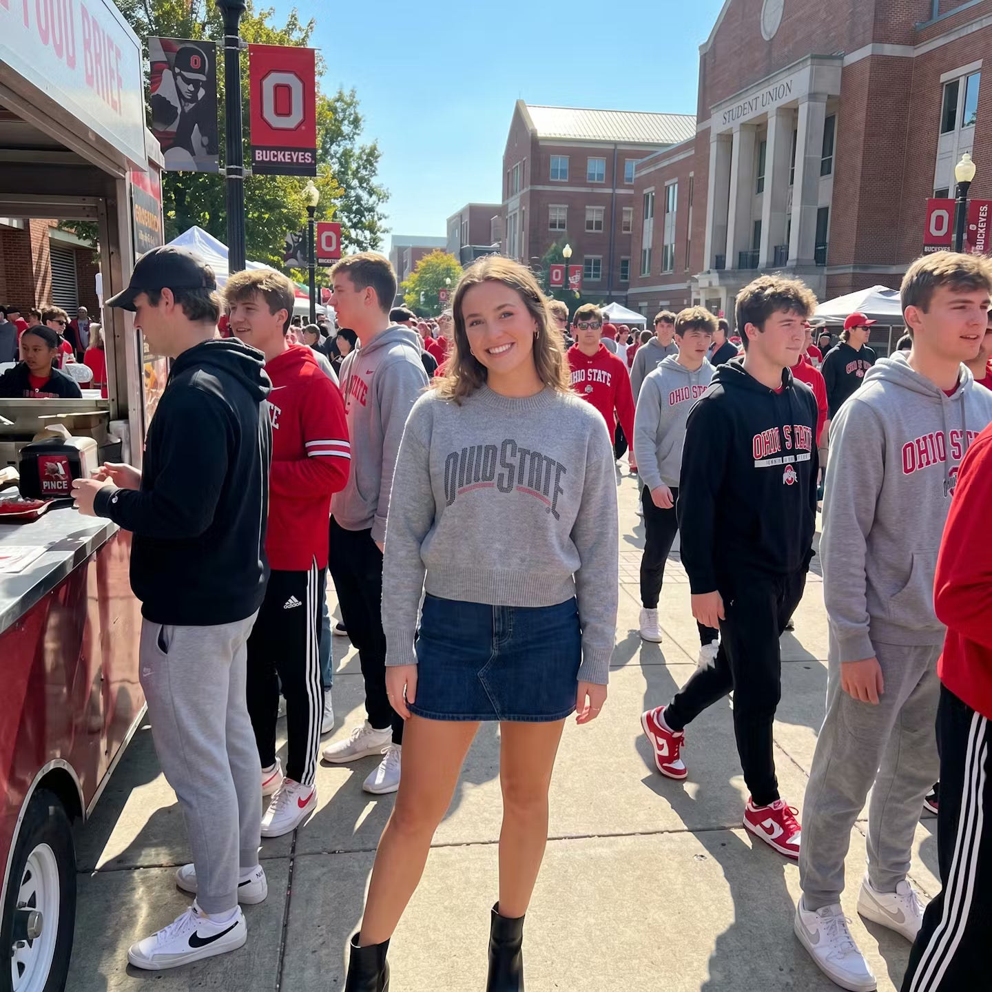 Ohio State Black Curve Gray Crewneck Sweater