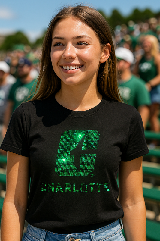 Licensed Game Day T-Shirt, Crewneck Black, Univ of N Carolina C Charlotte
