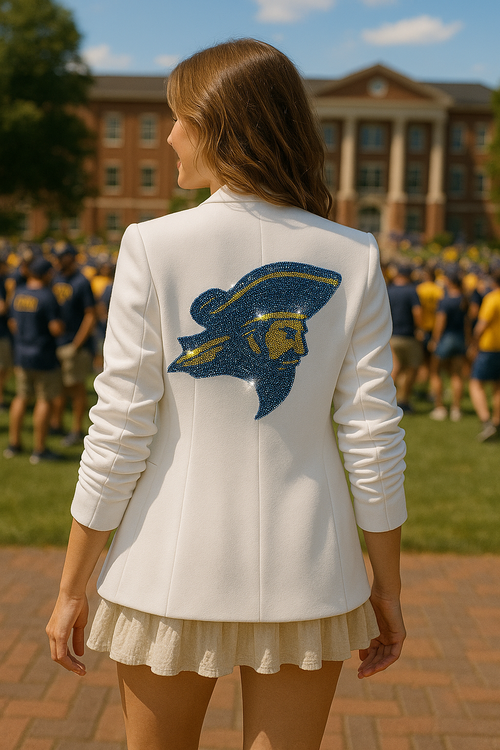 Licensed Game Day Blazer, White Ruched, East Tennessee State Bucky