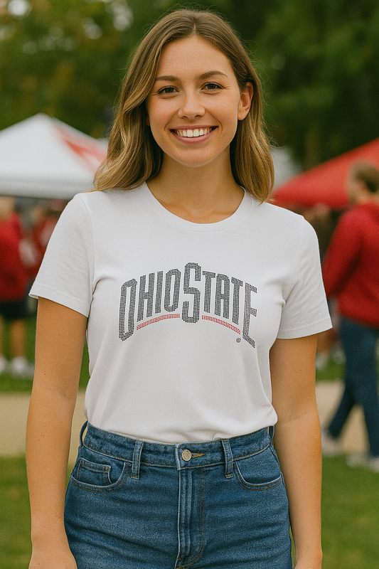 Licensed Game Day T-Shirt, White, Ohio State Curve Black