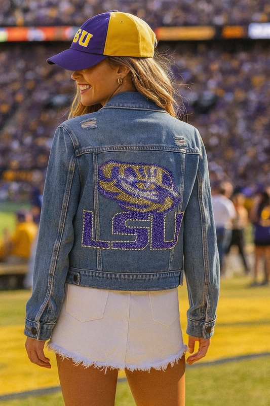 Licensed Game Day Jacket, Blue Denim, LSU w/ Tiger Eye