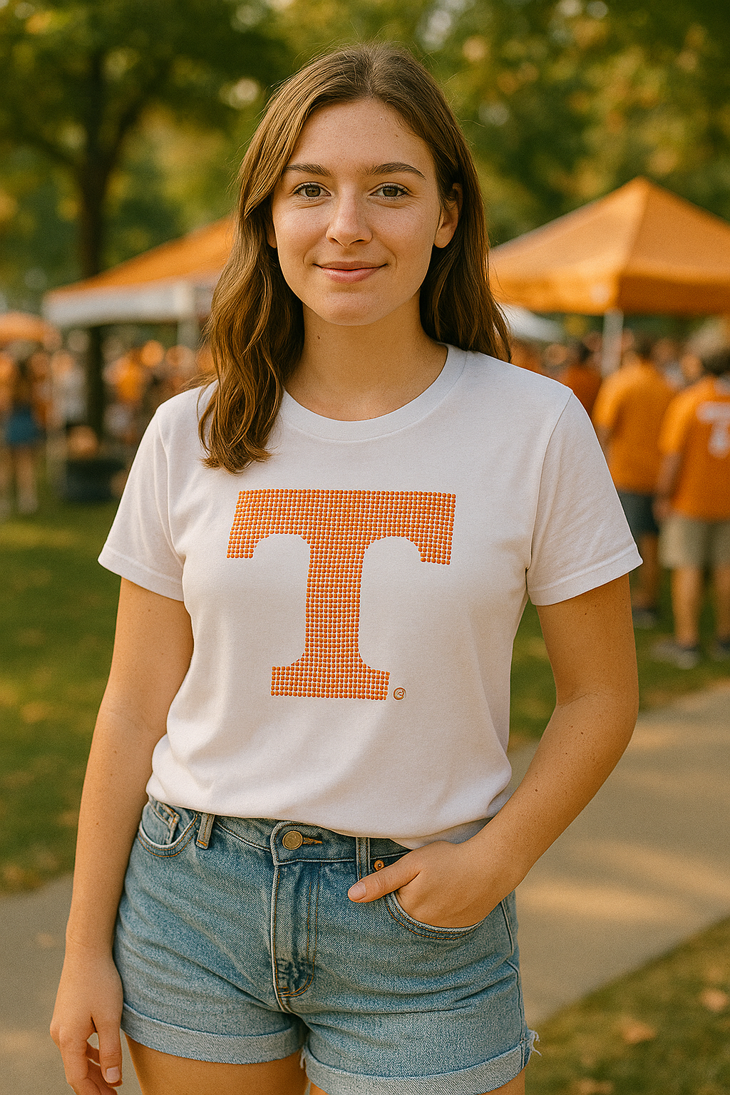 Tennessee Vols Large T White Crewneck Short Sleeve T-Shirt