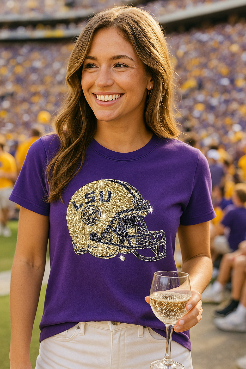 Licensed Game Day T-Shirt, Purple, LSU Helmet