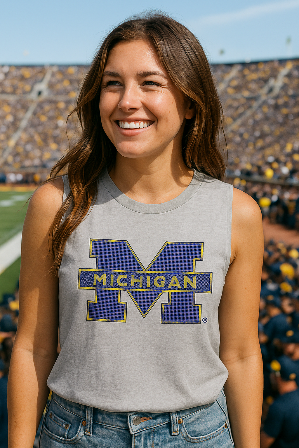 Licensed Game Day Tank Top, Gray, University of Michigan Block M