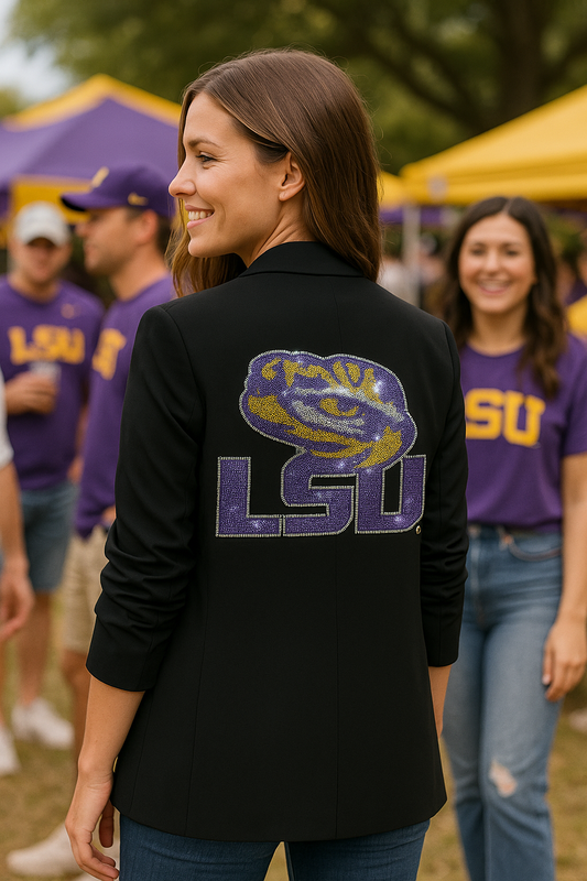 Licensed Game Day, Black Blazer, LSU w/ Tiger Eye