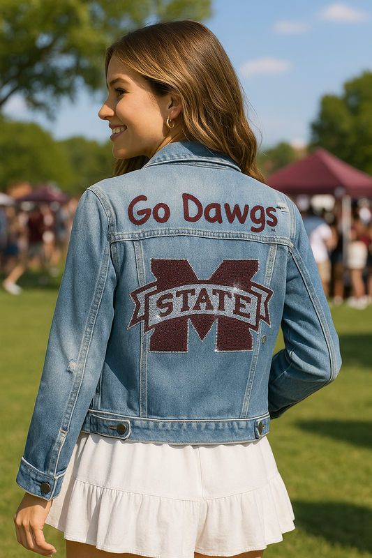 Licensed Game Day Jacket, Blue Denim, Mississippi State M State Go Dawgs