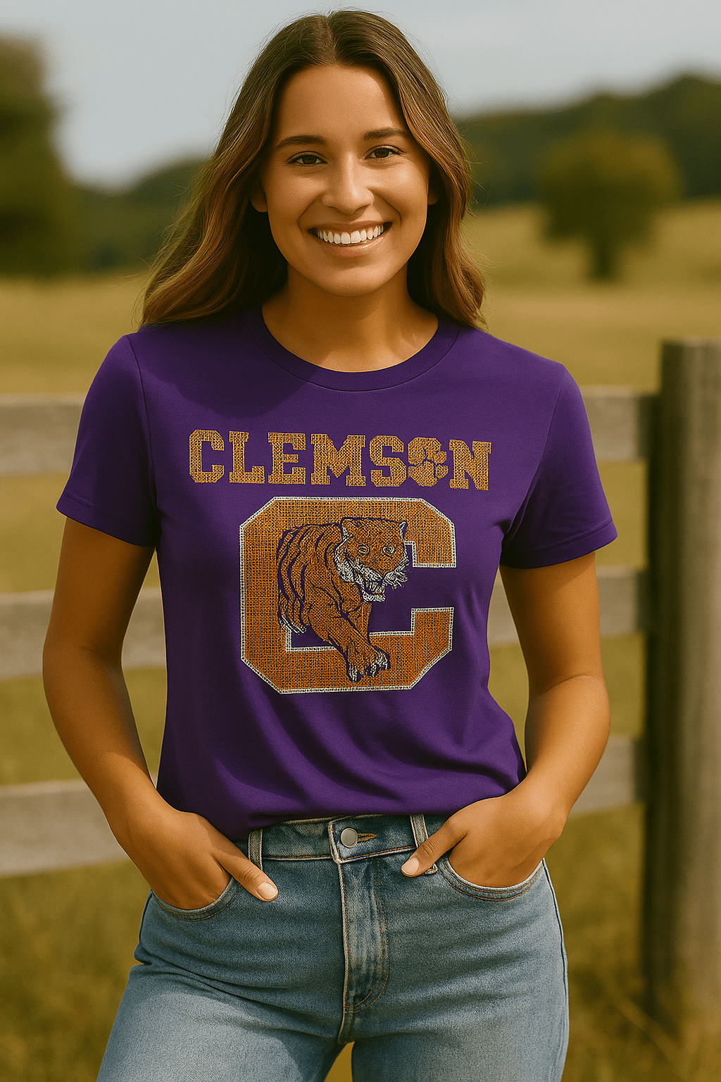 Licensed Game Day T-Shirt, Purple, Clemson University Clemson C Tiger