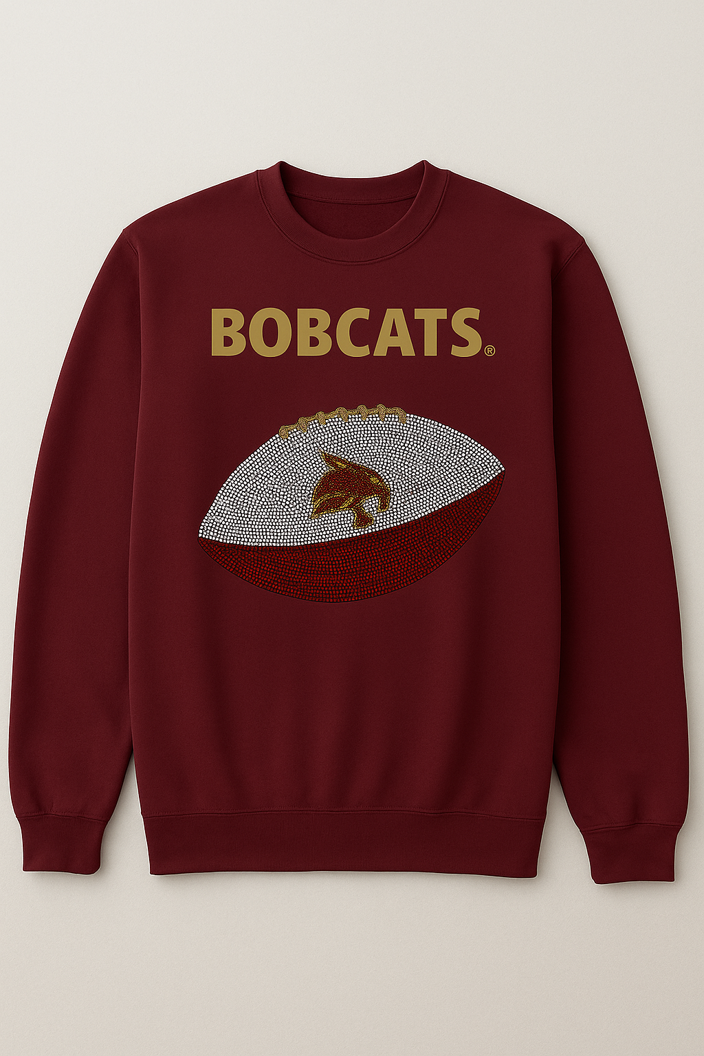 Licensed Game Day Sweatshirt, Crewneck Maroon, Texas State Bobcats Football