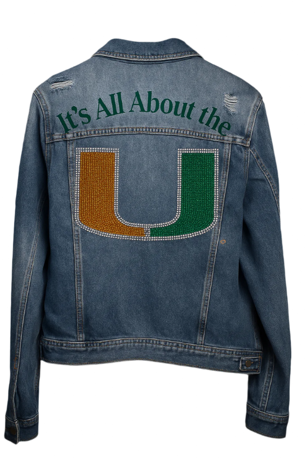 Licensed Game Day Denim Jacket, Medium Wash, University Of Miami All About The U