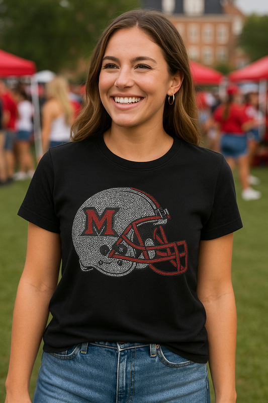 Licensed Game Day T-Shirt, Black, Miami of Ohio Helmet