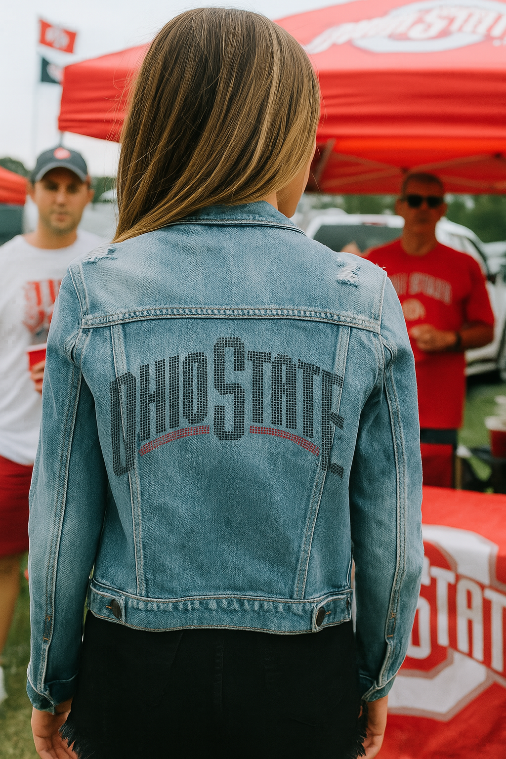 Licensed Game Day Jacket, Blue Denim, Ohio State Curve Black