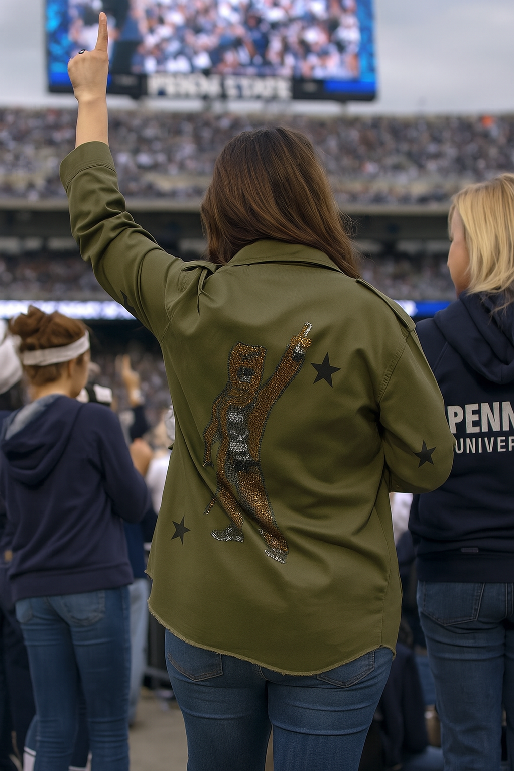 Licensed Game Day Jacket, Army Shacket, Penn State Full Body Mascot