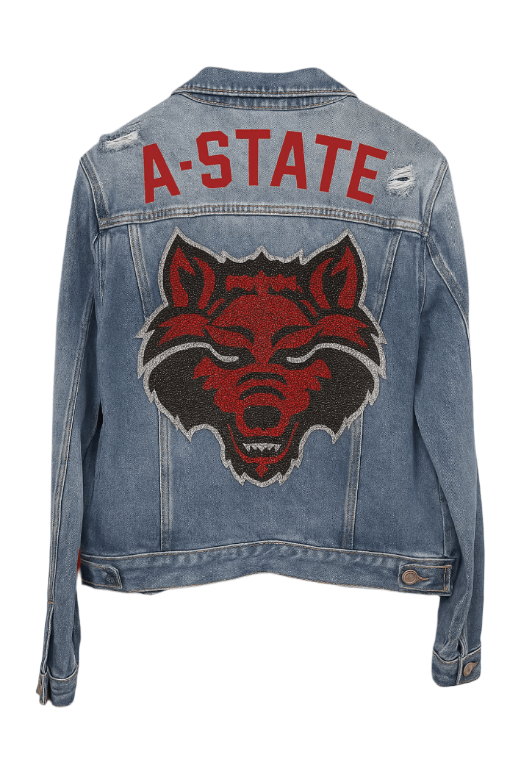 Arkansas State A- State Wolf Blue Denim Jacket