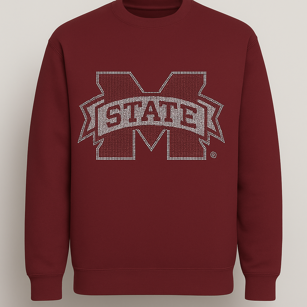 Licensed Game Day Sweatshirt, Crewneck Maroon, Mississippi State M State