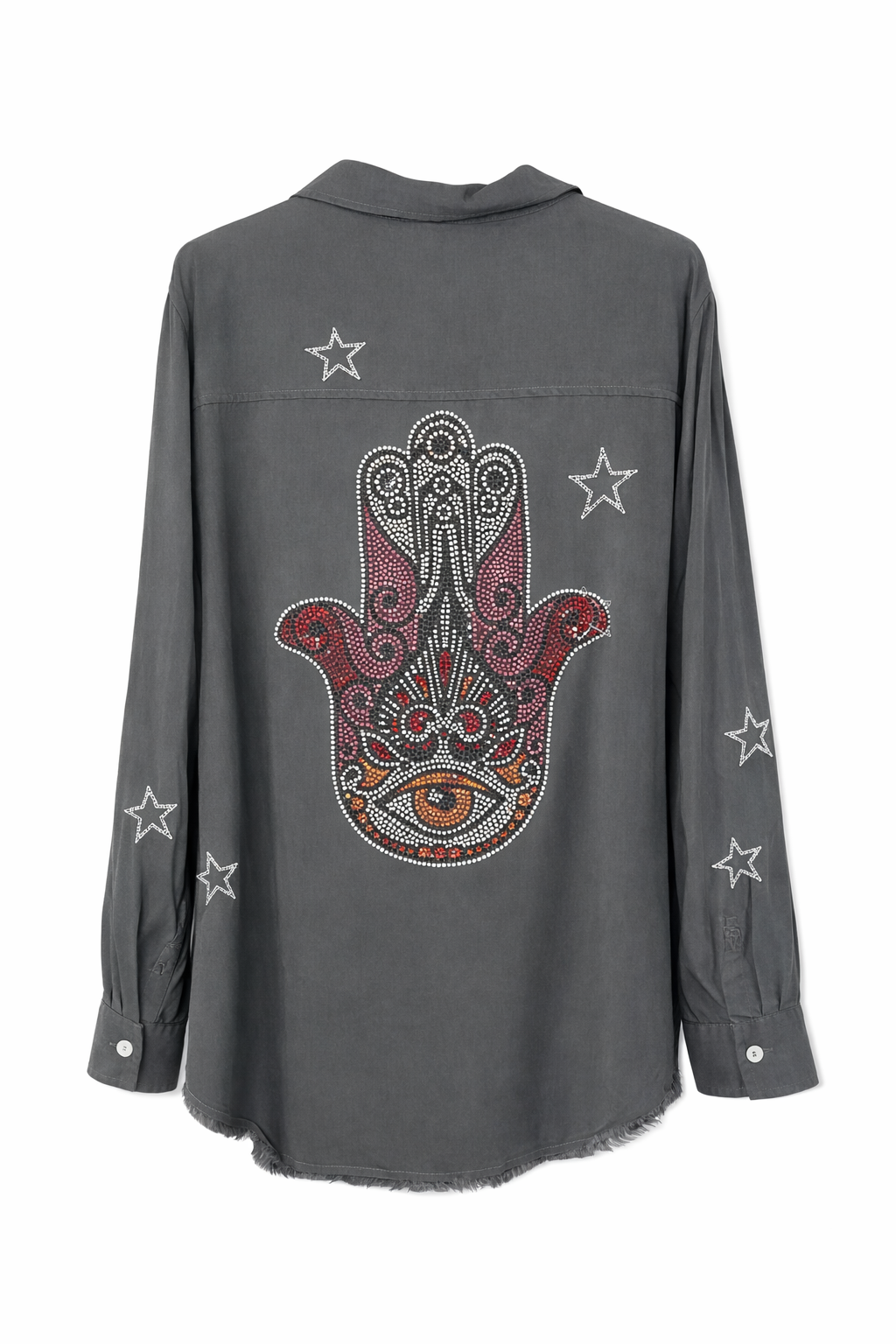 Hamsa Embroidered Gray Star Shirt