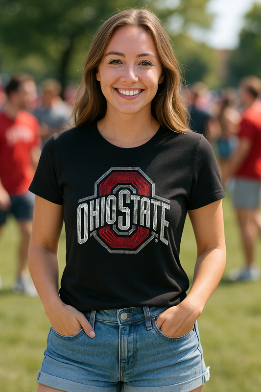 Licensed Game Day T-Shirt, Black, Ohio State O Red