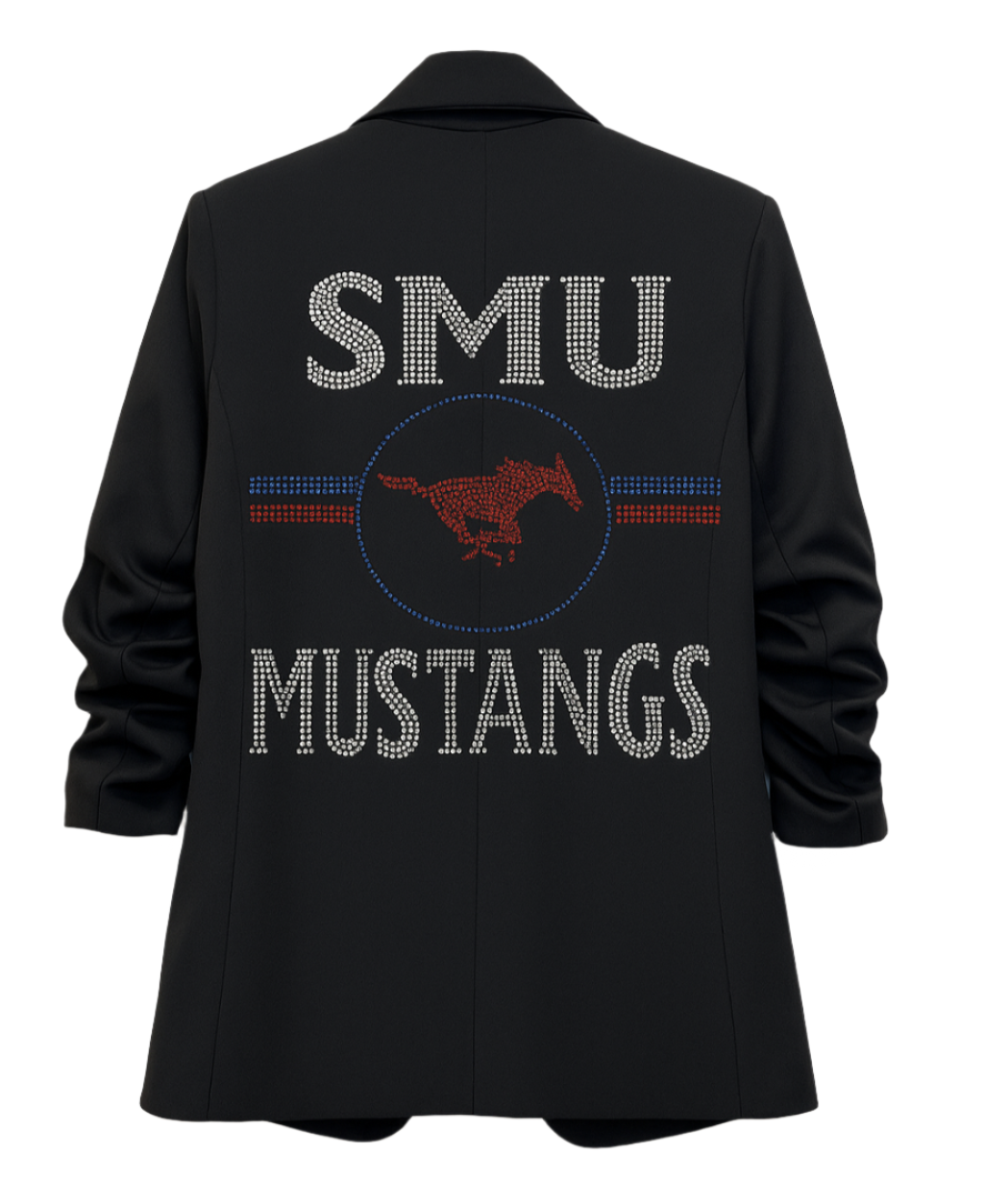 Licensed Game Day Blazer, Ruched Black, SMU Stripe Mustangs