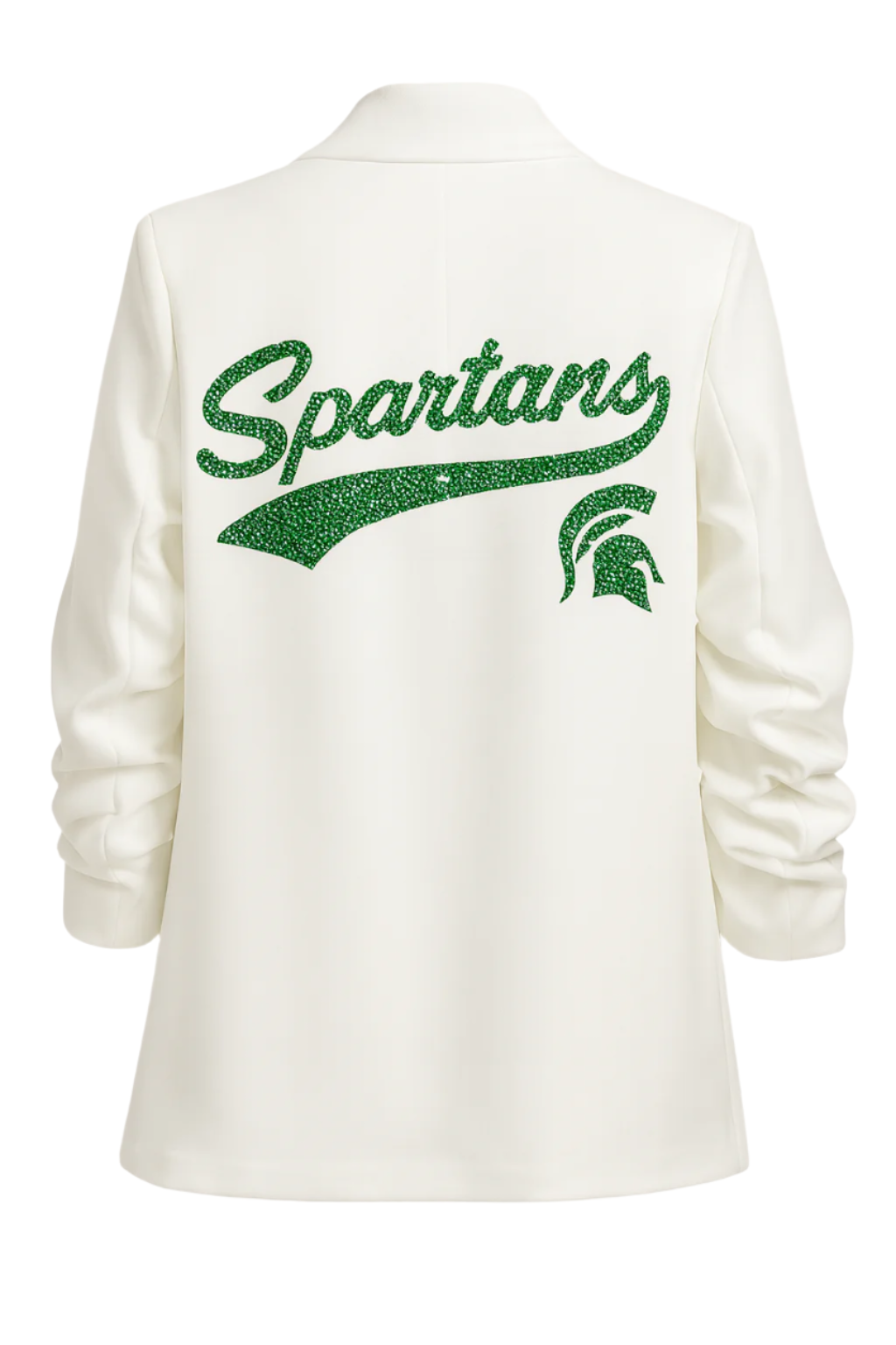 Licensed Game Day Blazer, White Ruched, Michigan State Spartans Script