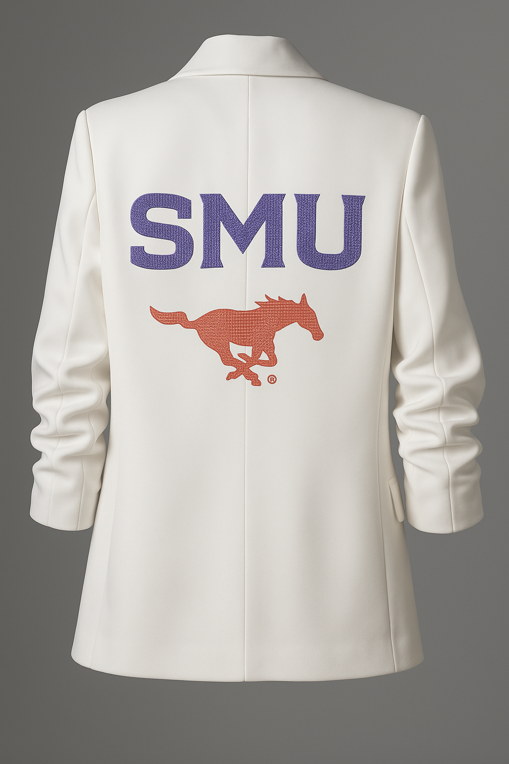 Licensed Game Day Blazer, Ruched White, SMU and Mustang