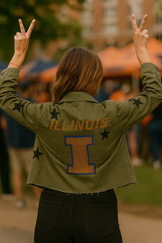 Licensed Game Day Shacket, Army Green, University of Illinois Block I