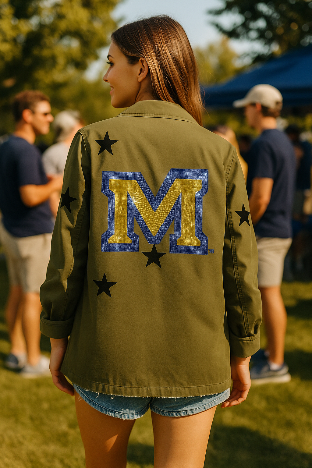 Licensed Game Day Shacket, Army Green, Montana State Block M