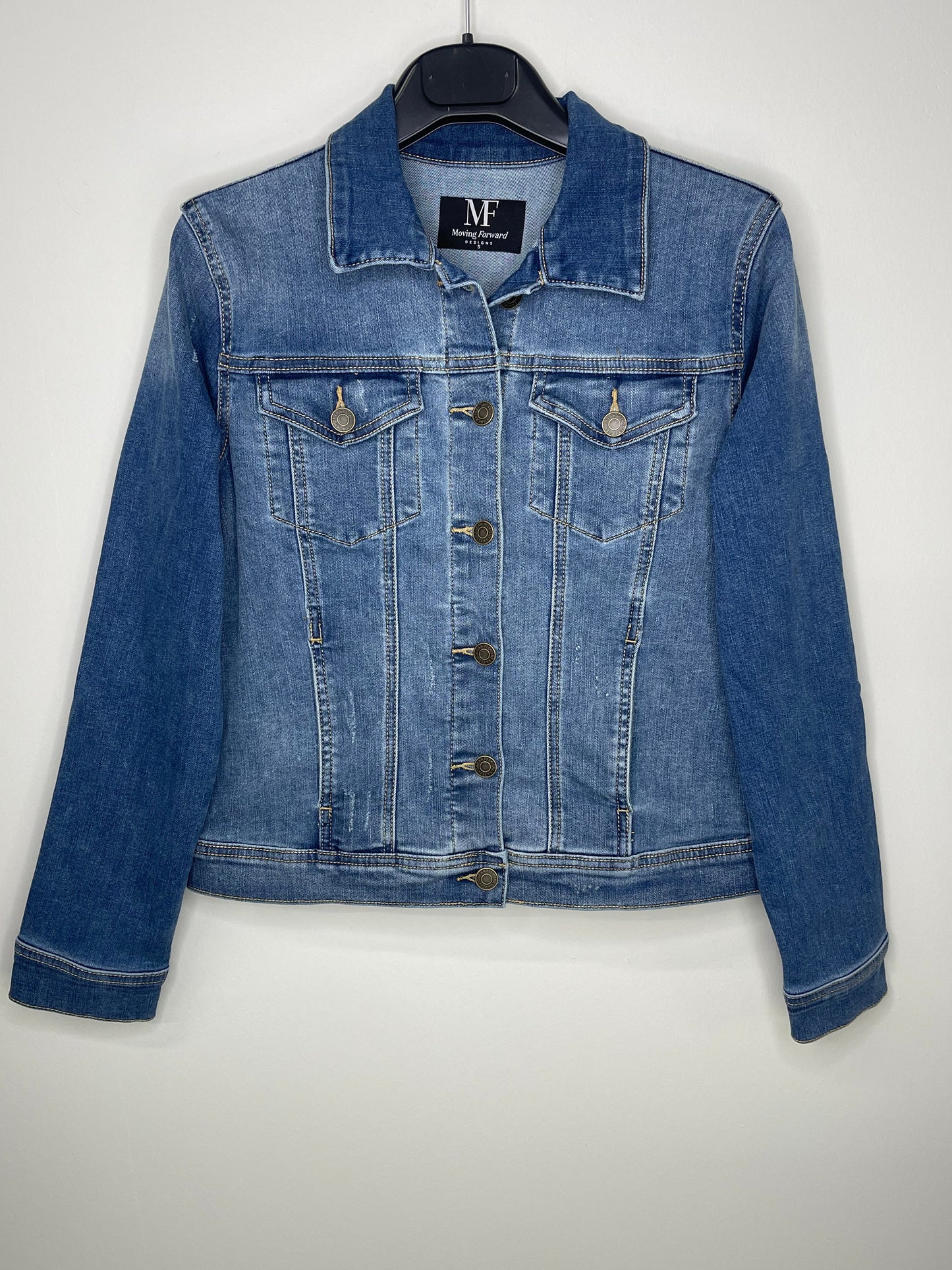 Jacket, Blue Denim Extended Size, Stretchy, Gunmetal Queen Bee