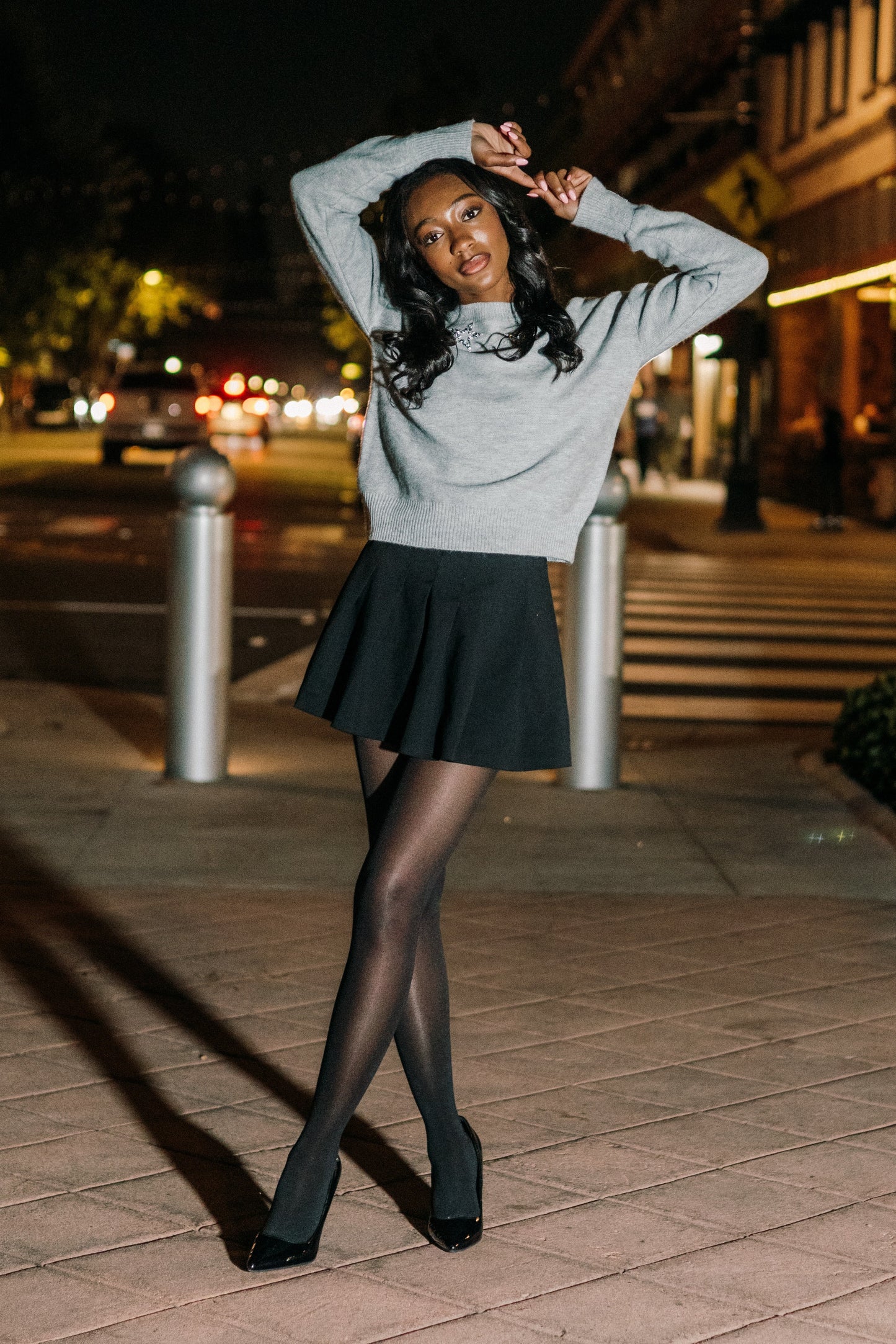 Sweater, Crewneck Gray, Silver Stars