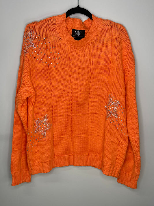 Sweater, Diamond Stitch Orange, Shooting Stars