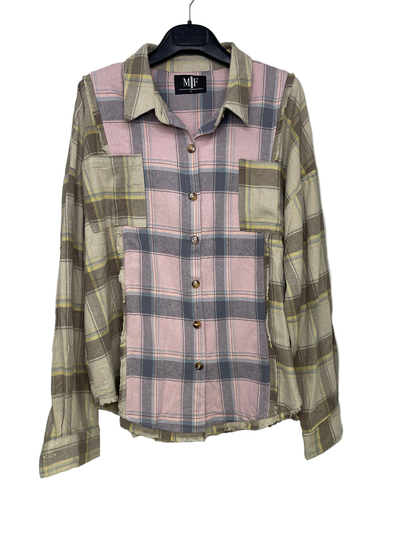 Shirt, Flannel Pink Plaid, Star