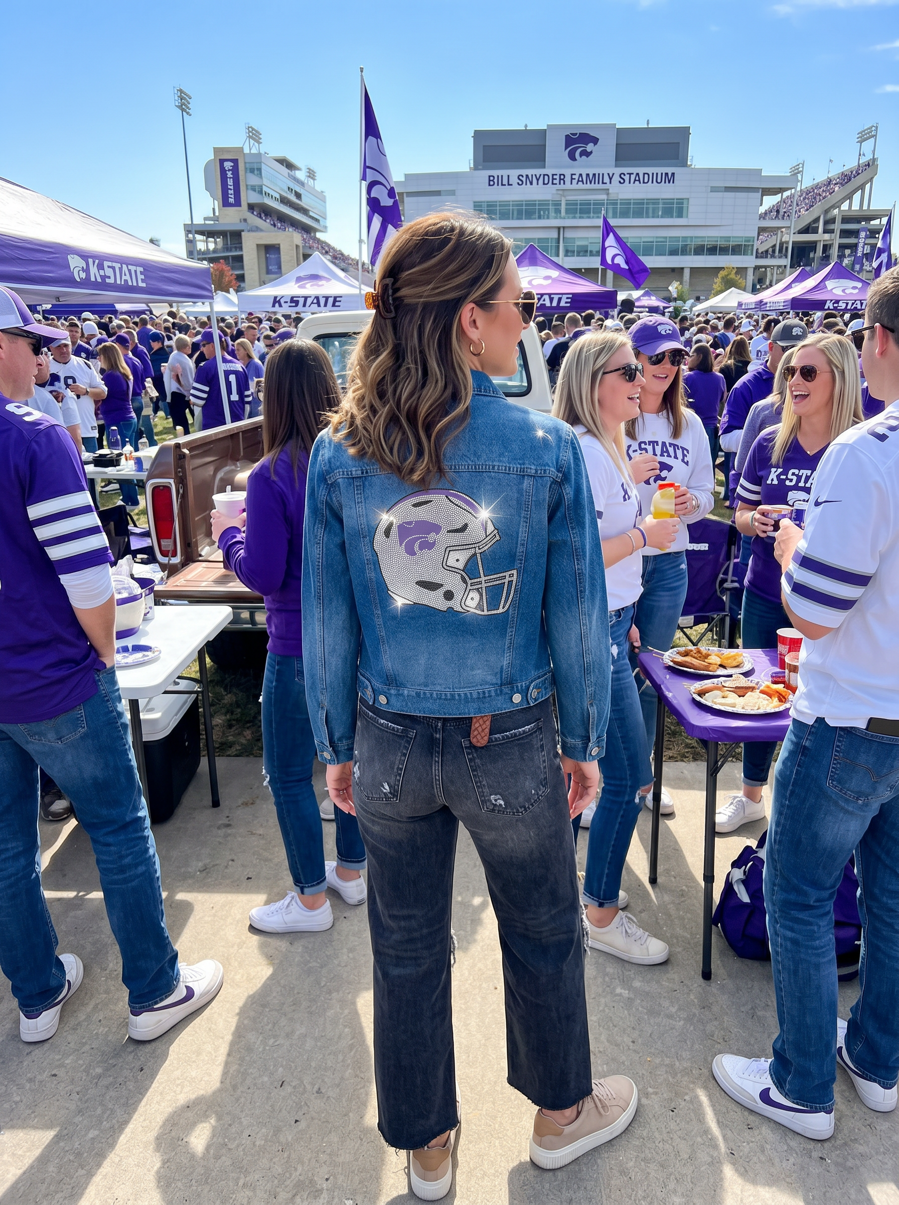 Kansas State Helmet Blue Denim Jacket