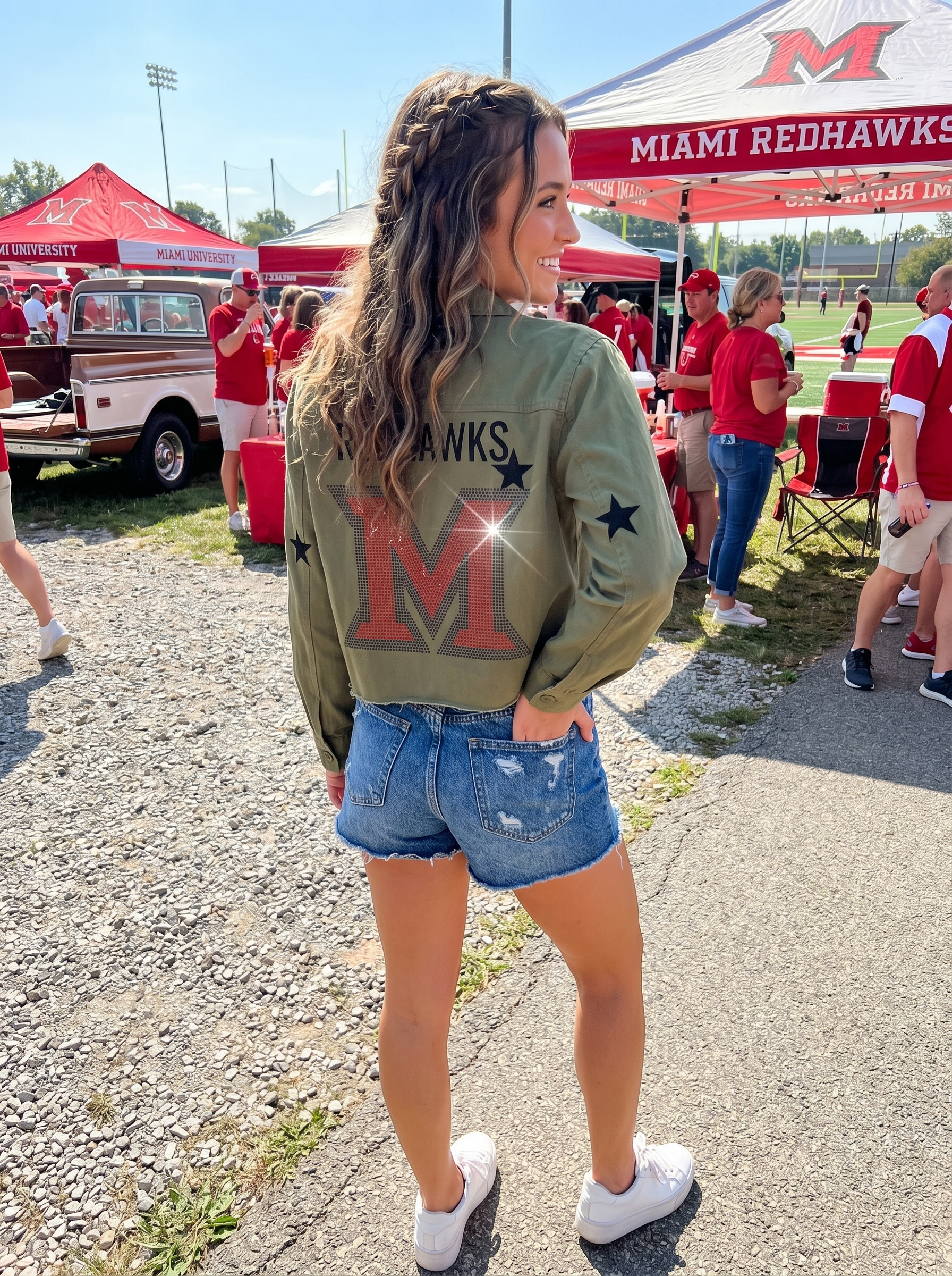 Miami of Ohio Redhawks Beveled-M Army Green Shacket