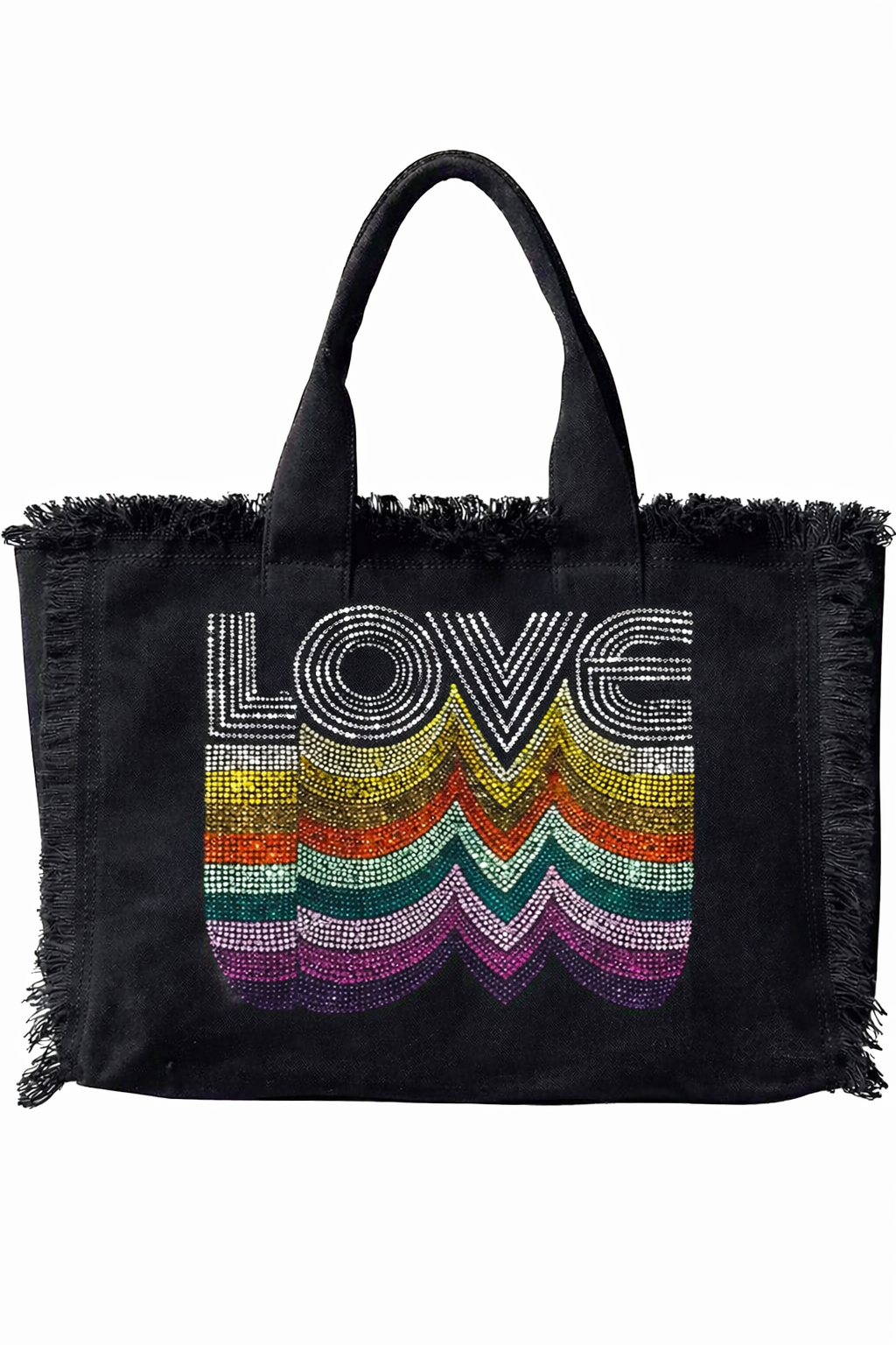 Love Repeater Black Canvas Tote Bag