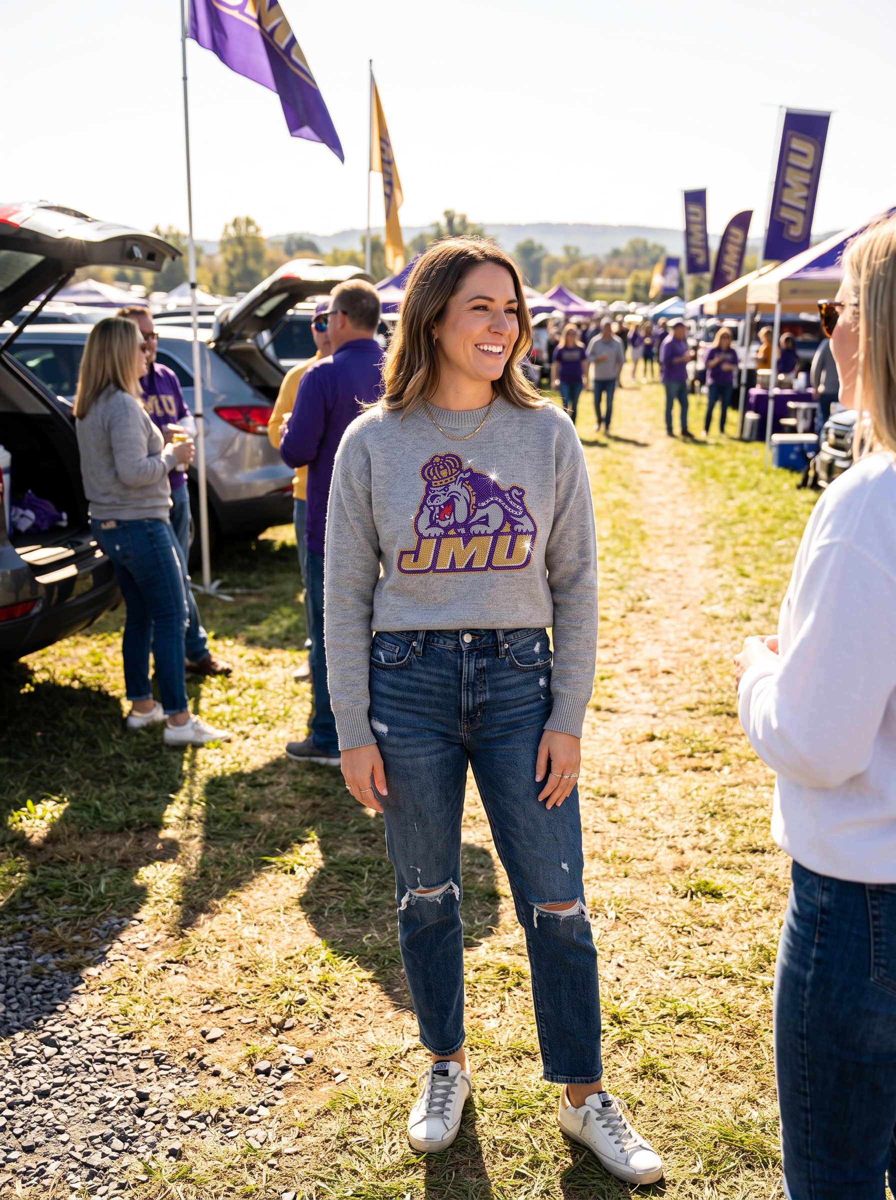 James Madison Duke Gray Crewneck Sweater