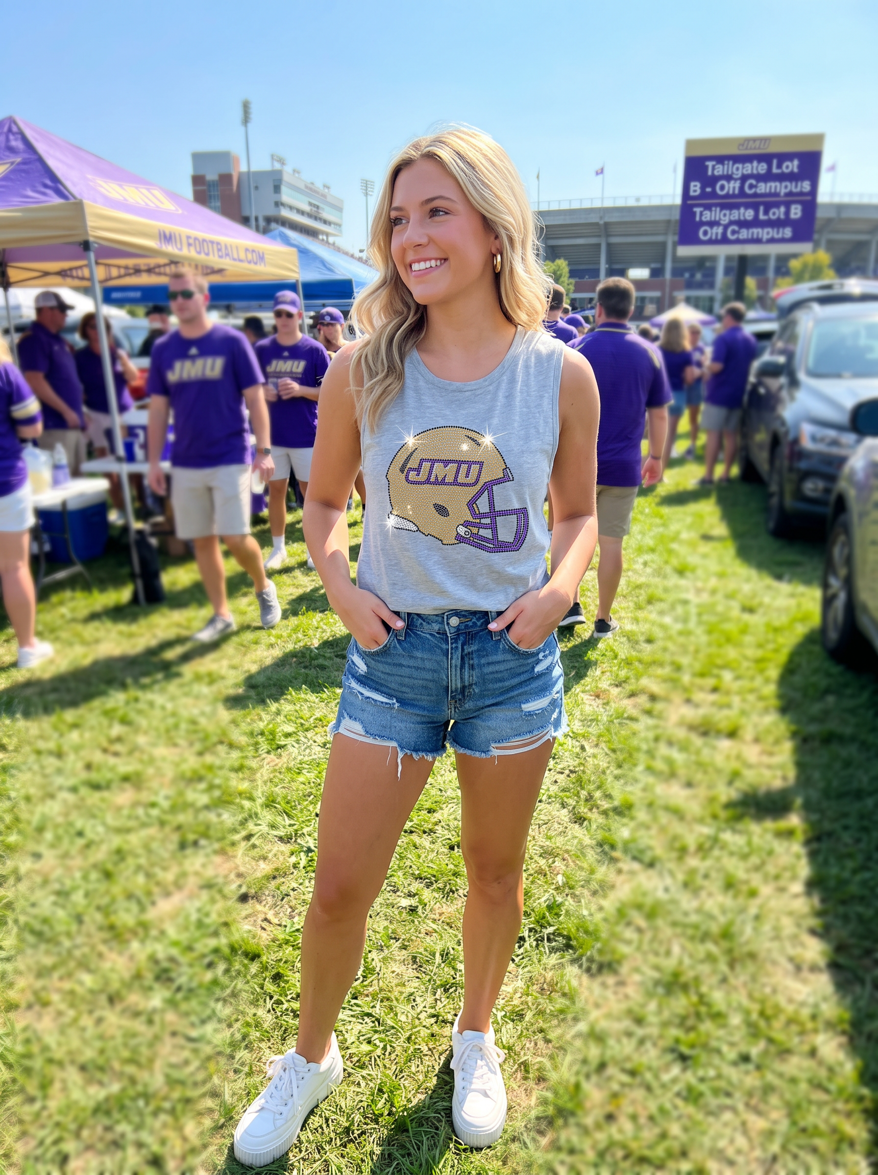 James Madison Helmet Gray Tank Top