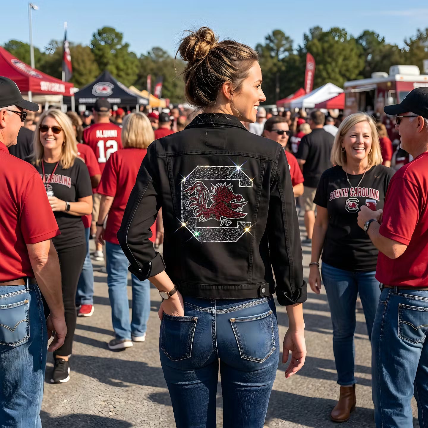 University of South Carolina Gamecock C Black Denim Jacket